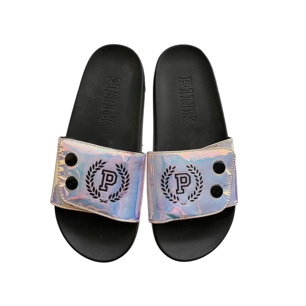 NWT Y2K PINK Victoria's Secret Iridescent Black Slippers